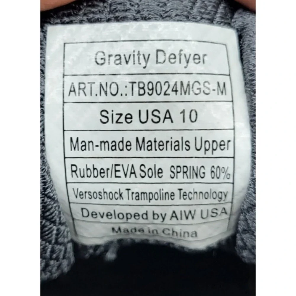 Gravity Defyer Mighty Walk Mens Size 10 Gray Athletic Running Shoes Sneakers